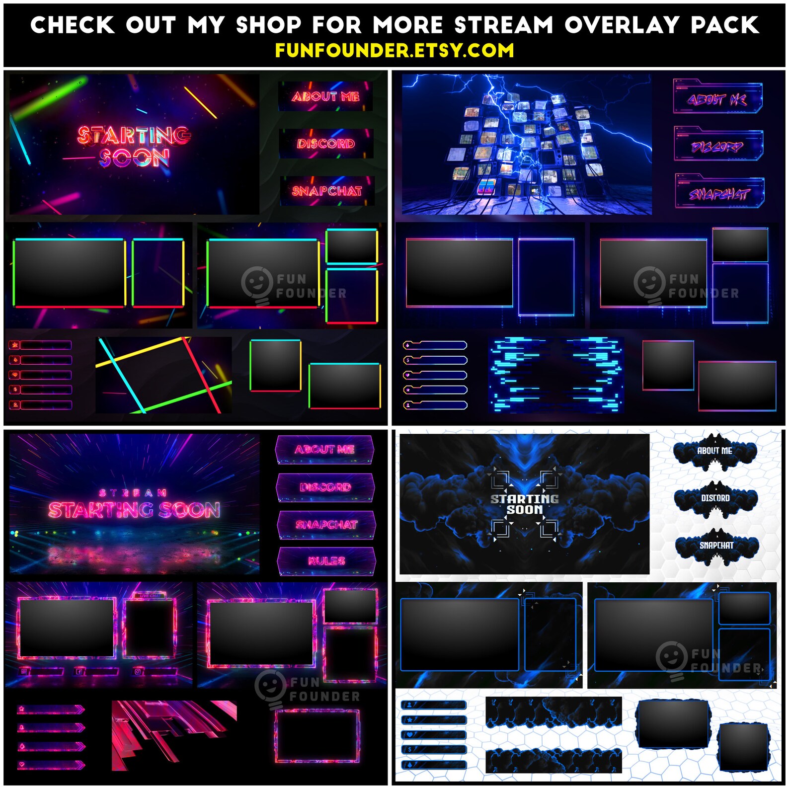 2 Colorful Animated Stream Overlays in 1 Pack | Spring Color Animated ...