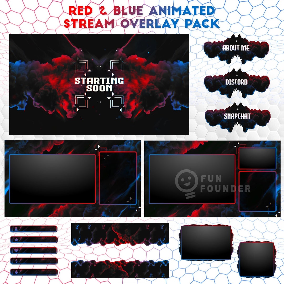 Red and Blue Night Animated Stream Overlay Pack | Red & Blue Night ...
