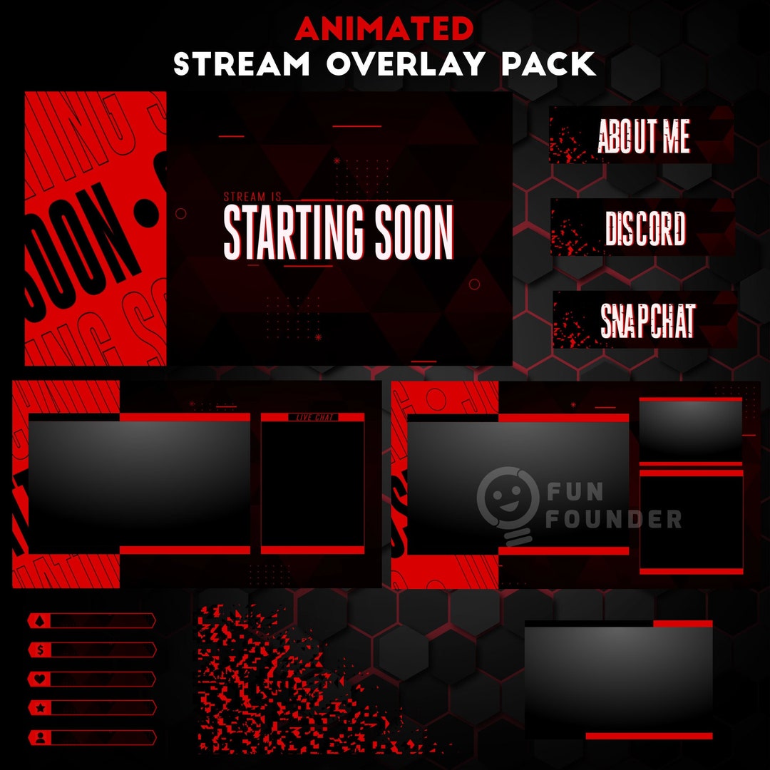 Twitch Overlay Package Red Animated Stream Overlay Pack Red Twitch ...