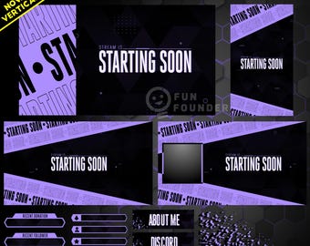 Twitch-Overlay-Paket | Violettes animiertes Stream-Overlay-Paket | Lila animiertes Stream-Overlay-Paket | Twitch-Panels | Vertikales Stream-Paket