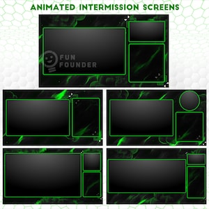 Green Night Animated Stream Overlay Pack | Twitch Overlay Package | Vertical Stream Overlay Package | Twitch Panels | YouTube Stream Overlay image 3