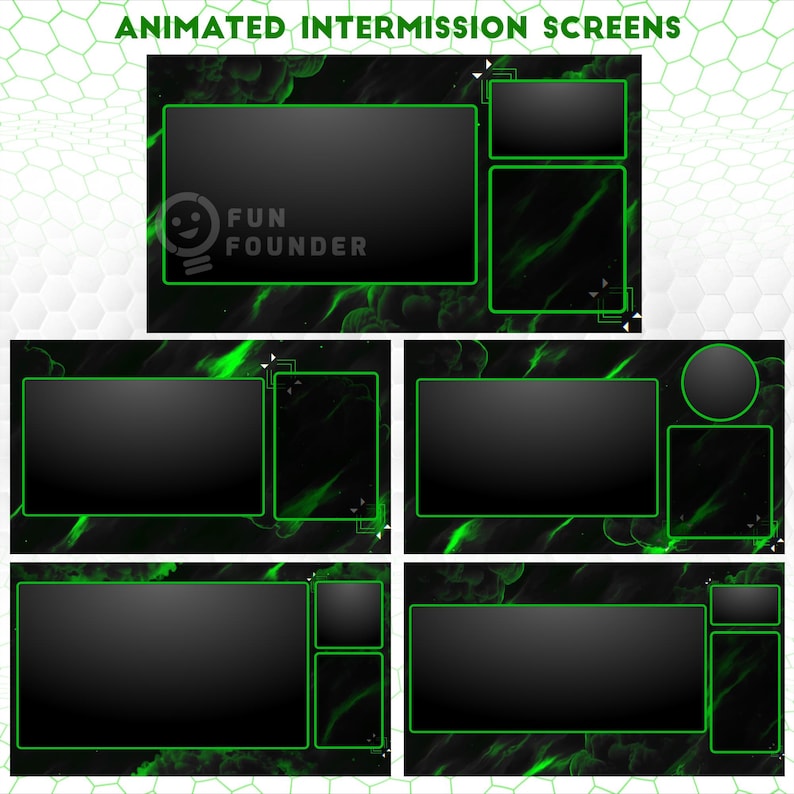 Green Night Animated Stream Overlay Pack | Twitch Overlay Package | Vertical Stream Overlay Package | Twitch Panels | YouTube Stream Overlay image 3