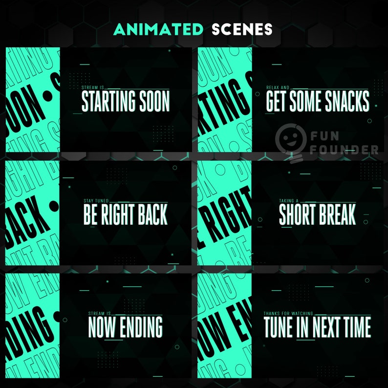 Twitch Overlay Package | Aquamarine Colour Animated Stream Overlay Pack ...