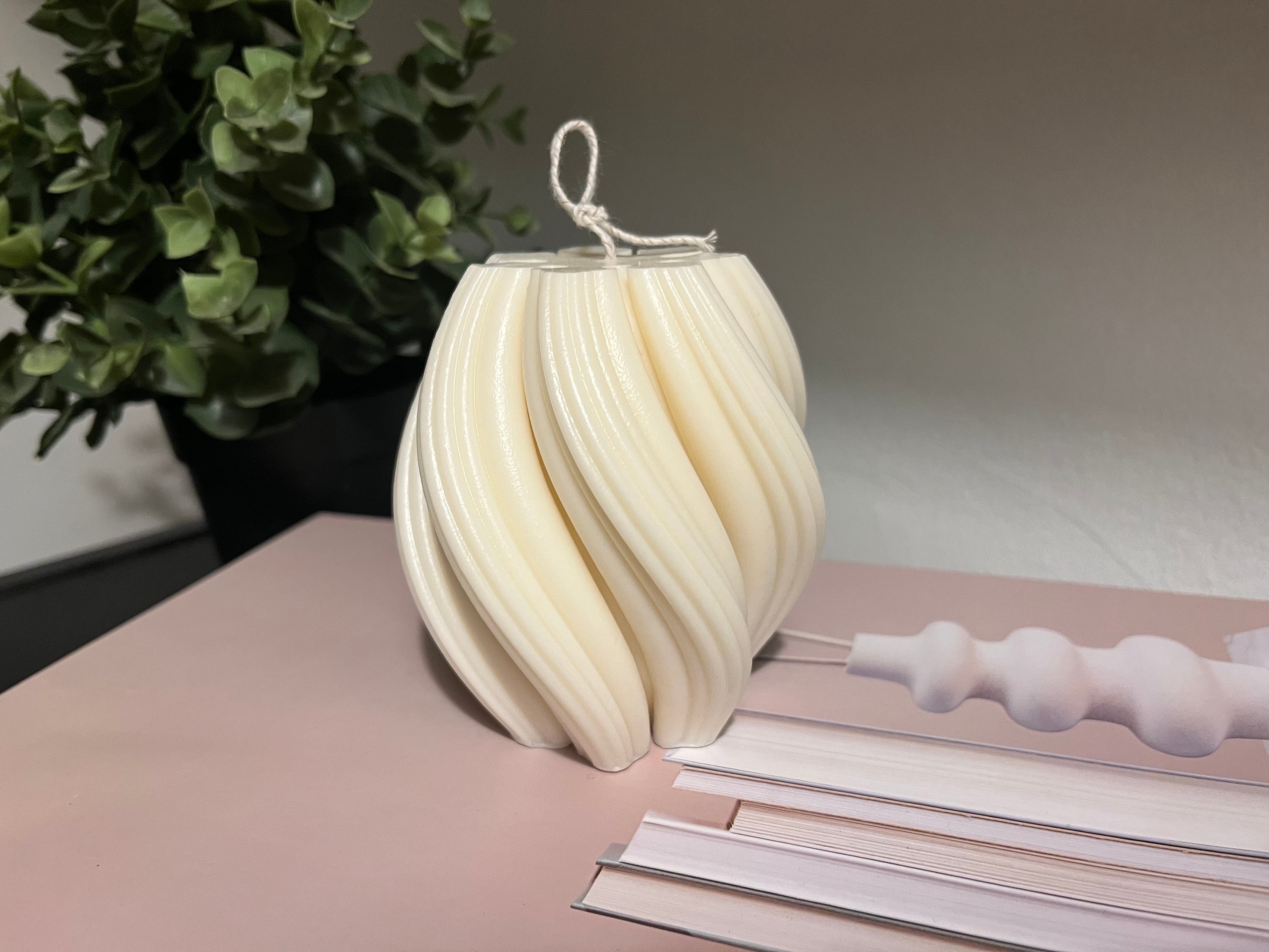 Set Swirl Candles Decorative Candles Home Décor Pillar Etsy UK