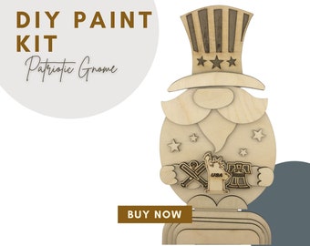 Patriotic Gnome Wood Paint Kit: DIY Summer Art for Kids