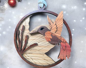 3D Wooden Hummingbird Ornament: Bird Lover Gift
