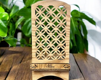 Personalized Wooden Phone Stand: Engraved Desk Accessory