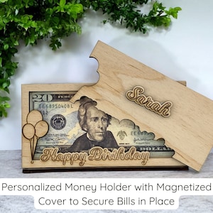 Personalized Money holder w/ cover, Personalized birthday gift, Money card, Gift cash holder, Money holder birthday gift, Gift for birthday