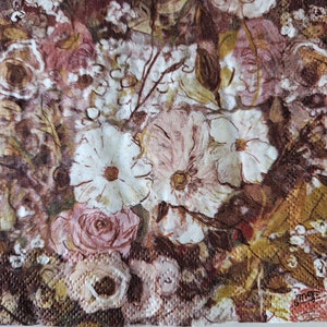 Mauve Autumn DECOUPAGE COCKTAIL Size Napkin - Set of 2 INDIVIDUAL Napkins - for papercrafting, decoupage