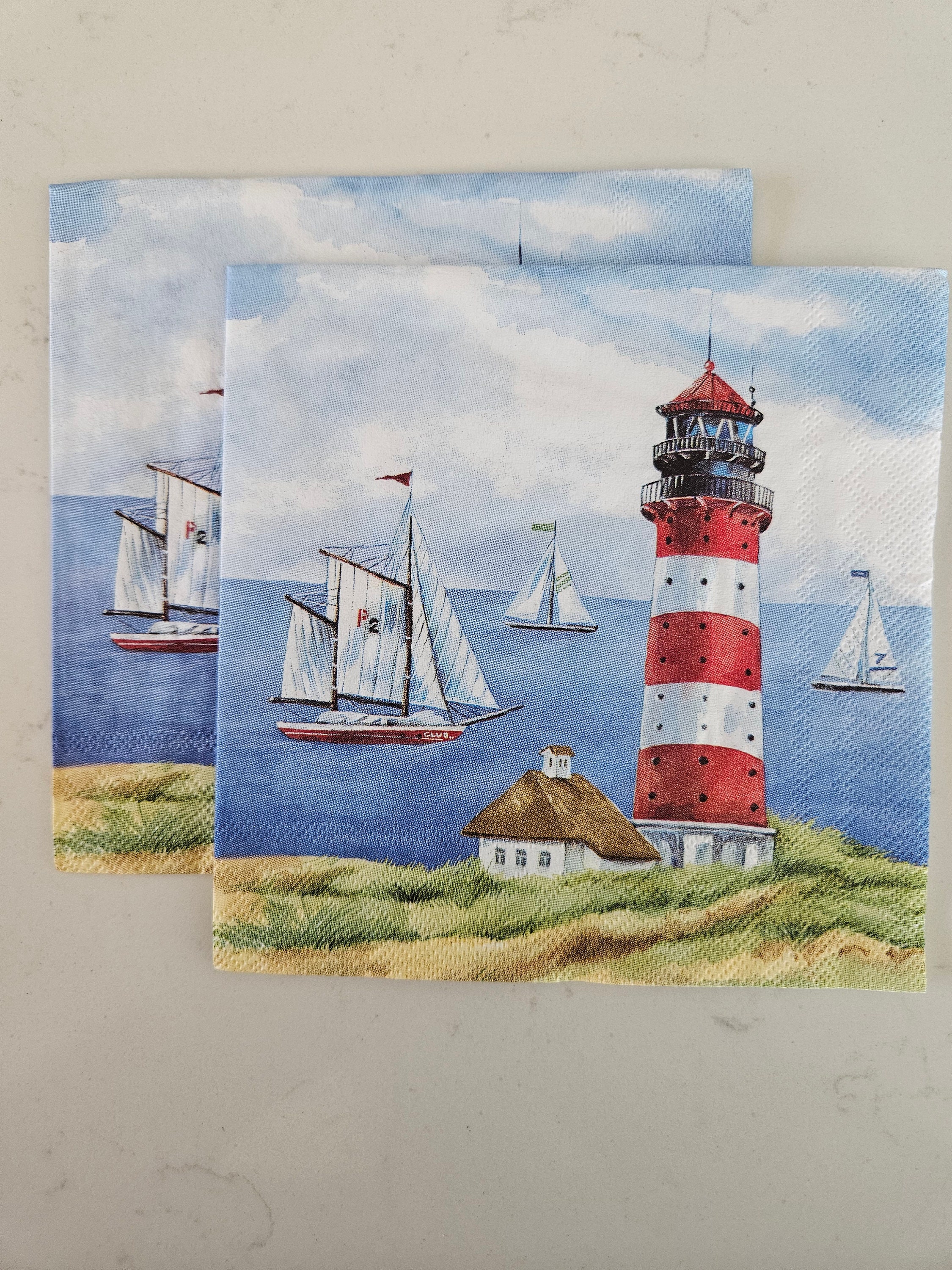Lighthouse DECOUPAGE Napkin - Set of 2 Individual Napkins - COCKTAIL SIZE Paper Napkin -for crafting