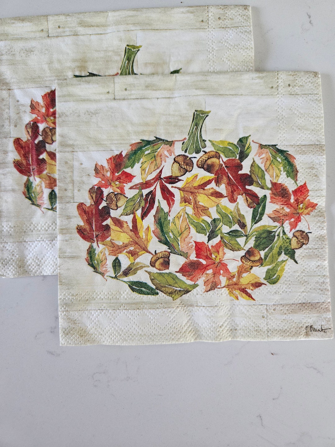 Pumpkin Collage DECOUPAGE COCKTAIL Size Napkin Set of 2 INDIVIDUAL