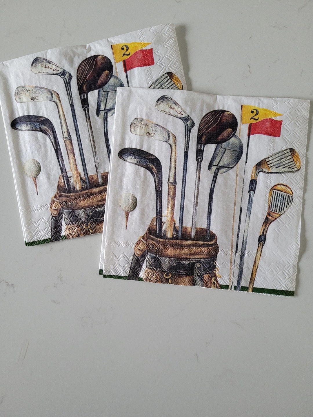 Golf Themed COCKTAIL SIZE CRAFTING Paper Napkin set of 2 Individual