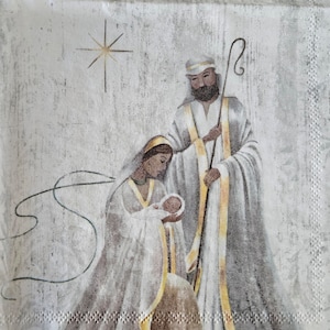 Holy Family COCKTAIL SIZE Napkin for DECOUPAGE - Set of (2) Individual Napkins