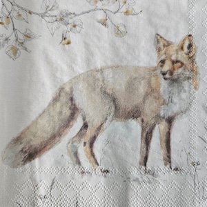 Woodland Fox and Friends DECOUPAGE Napkin - Set of 2 Individual Napkins - COCKTAIL SIZE Paper Napkin - for crafting