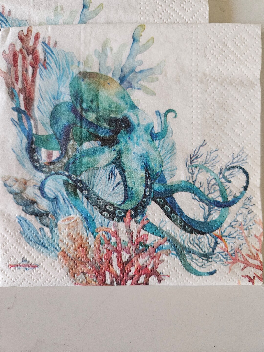 Octopus DECOUPAGE Napkin Set of 2 Individual Napkins Etsy
