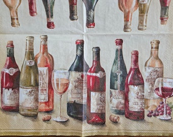 Grand Cru DECOUPAGE Napkin - Set of 2 Individual Napkins - COCKTAIL SIZE Paper Napkin -for crafting