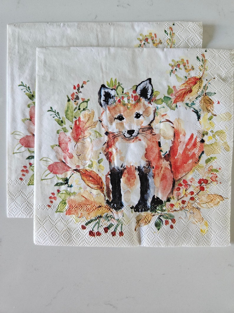 WillowValeWhimsy Sweet Fox Cocktail Napkins - Thumbnail 4