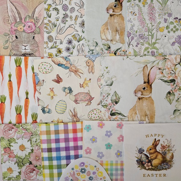 Easter Bundle #4 of Decoupage COCKTAIL, LUNCHEON, and GUEST Towel Size napkins - set of (12) Individual napkins for crafting