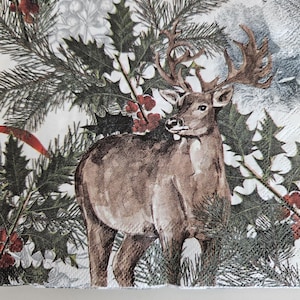 Winter Woodland DECOUPAGE Napkin - Set of 2 Individual Napkins - COCKTAIL SIZE Paper Napkin - for crafting