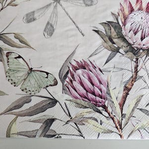 Flowers and Butterflies DECOUPAGE Napkin - Set of 2 Individual Napkins - COCKTAIL SIZE Paper Napkin -for crafting, decoupage, etc