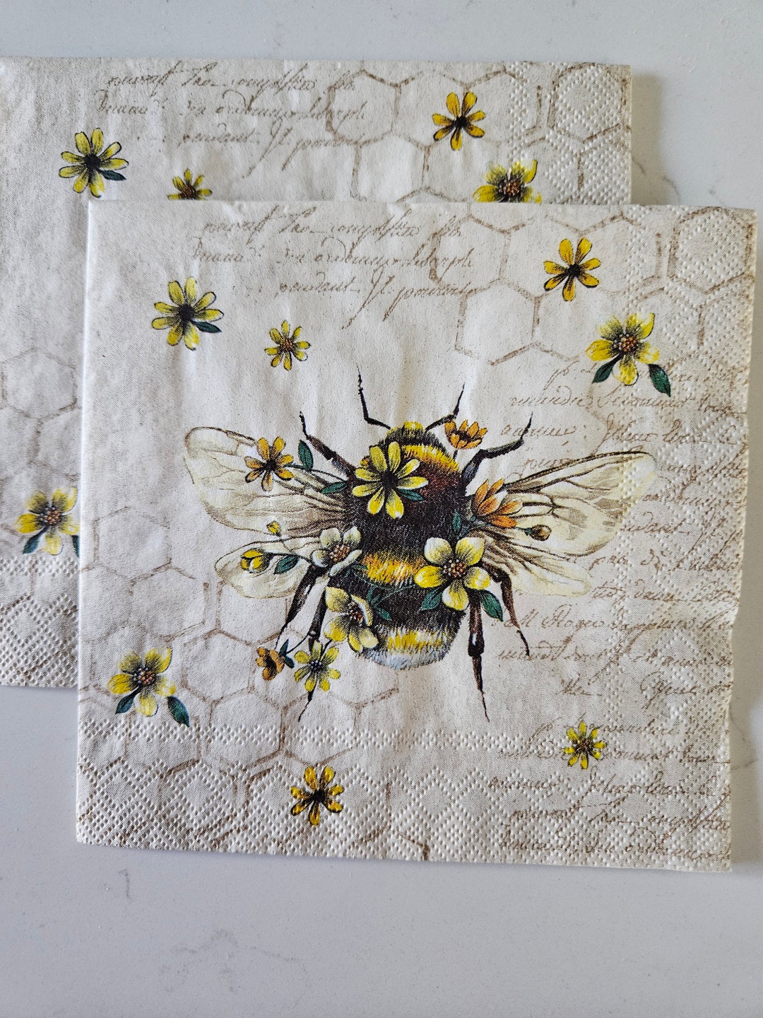 Queen Bee DECOUPAGE Napkin Set of 2 Individual Napkins COCKTAIL SIZE