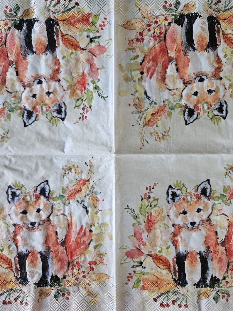 WillowValeWhimsy Sweet Fox Cocktail Napkins