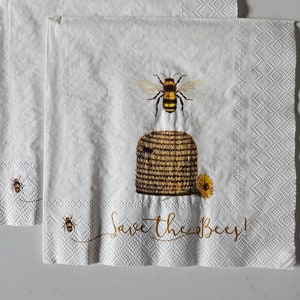 Save the Bees! LUNCHEON SIZE DECOUPAGE Napkin - Set of (2) Individual Napkins for Crafting, etc.