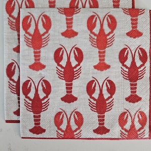 Lobsters Pattern DECOUPAGE Napkin - Set of 2 Individual Napkins - COCKTAIL SIZE Paper Napkin - for crafting