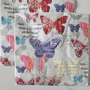 Butterfly Vintage DECOUPAGE Napkin - Set of 2 Individual Napkins - COCKTAIL SIZE Paper Napkin -for crafting