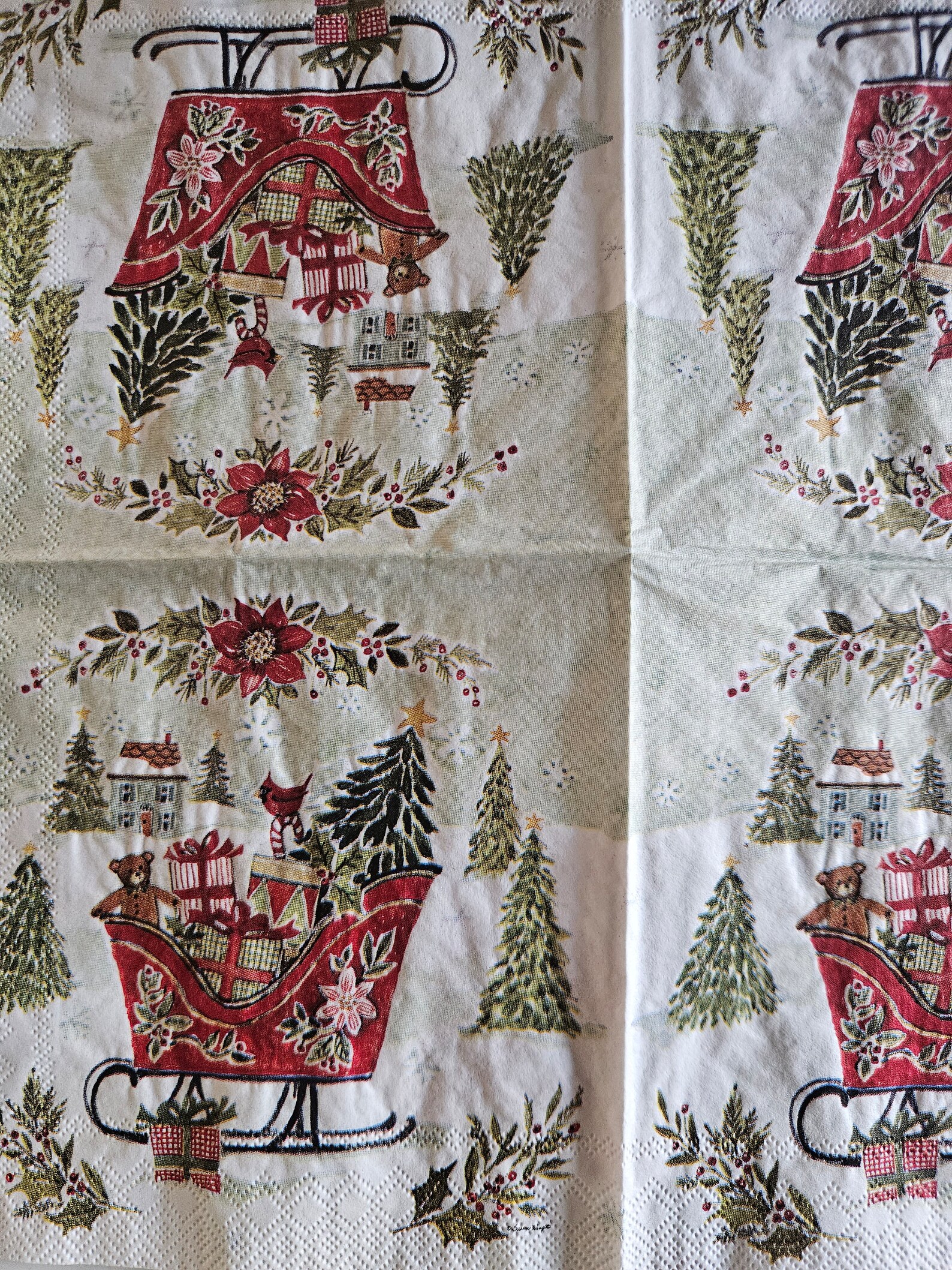 Christmas Joy Sleigh COCKTAIL SIZE Napkin for DECOUPAGE - Set of (2 ...