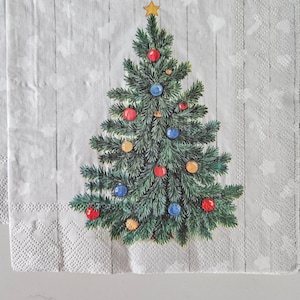 Christmas Tree LUNCHEON SIZE DECOUPAGE Napkin - Set of (2) Individual Napkins for Crafting, etc.
