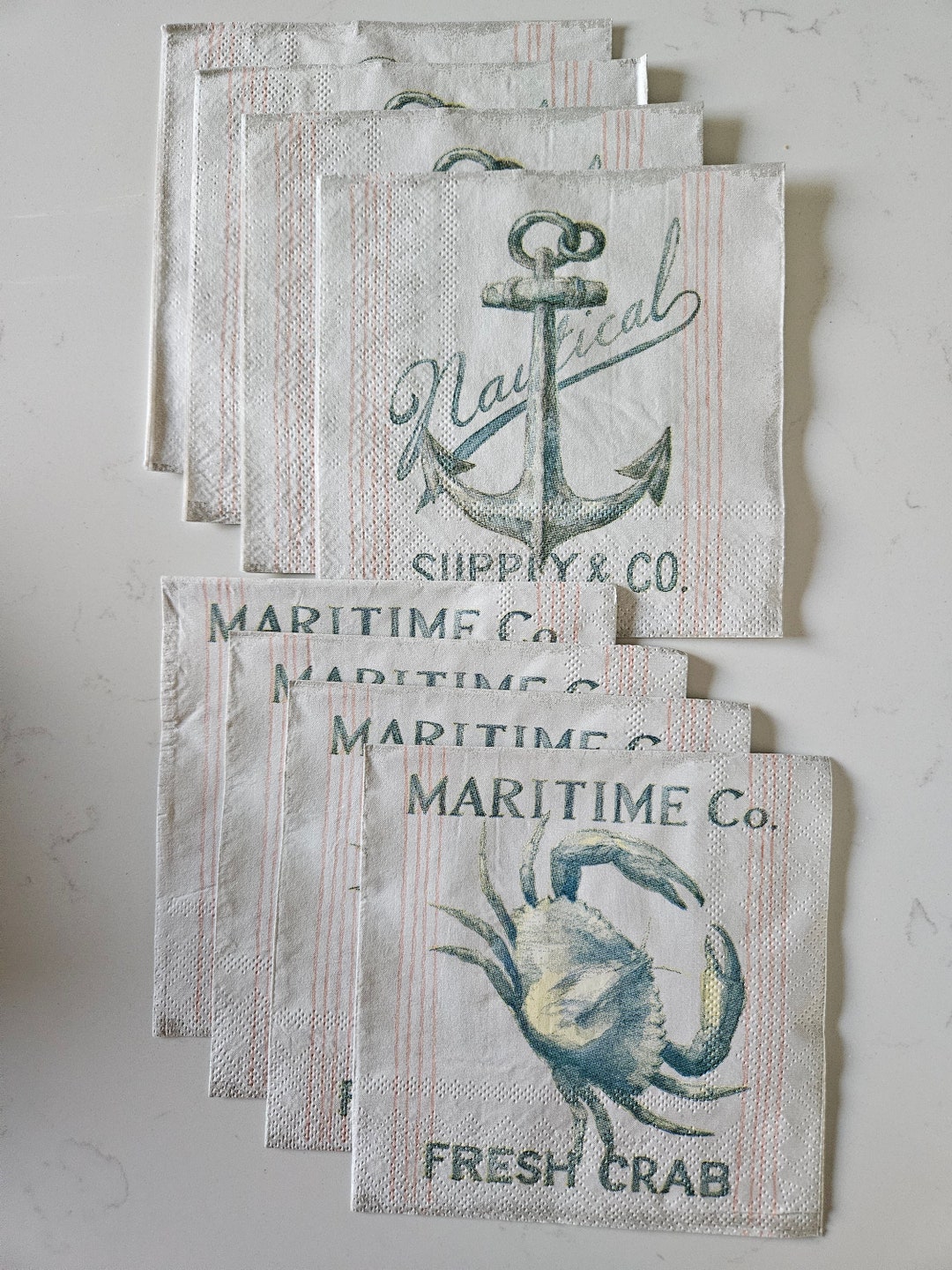 Maritime Crab and Nautical Supply DECOUPAGE Napkins Set of 4 Individual