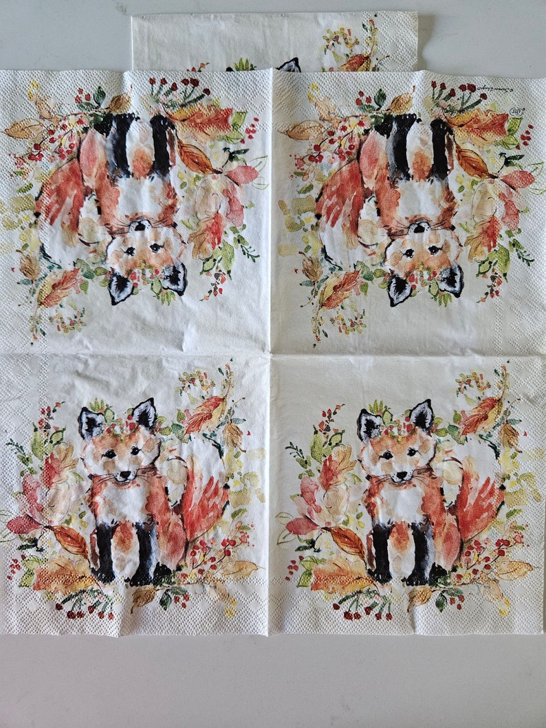 WillowValeWhimsy Sweet Fox Cocktail Napkins - Thumbnail 2