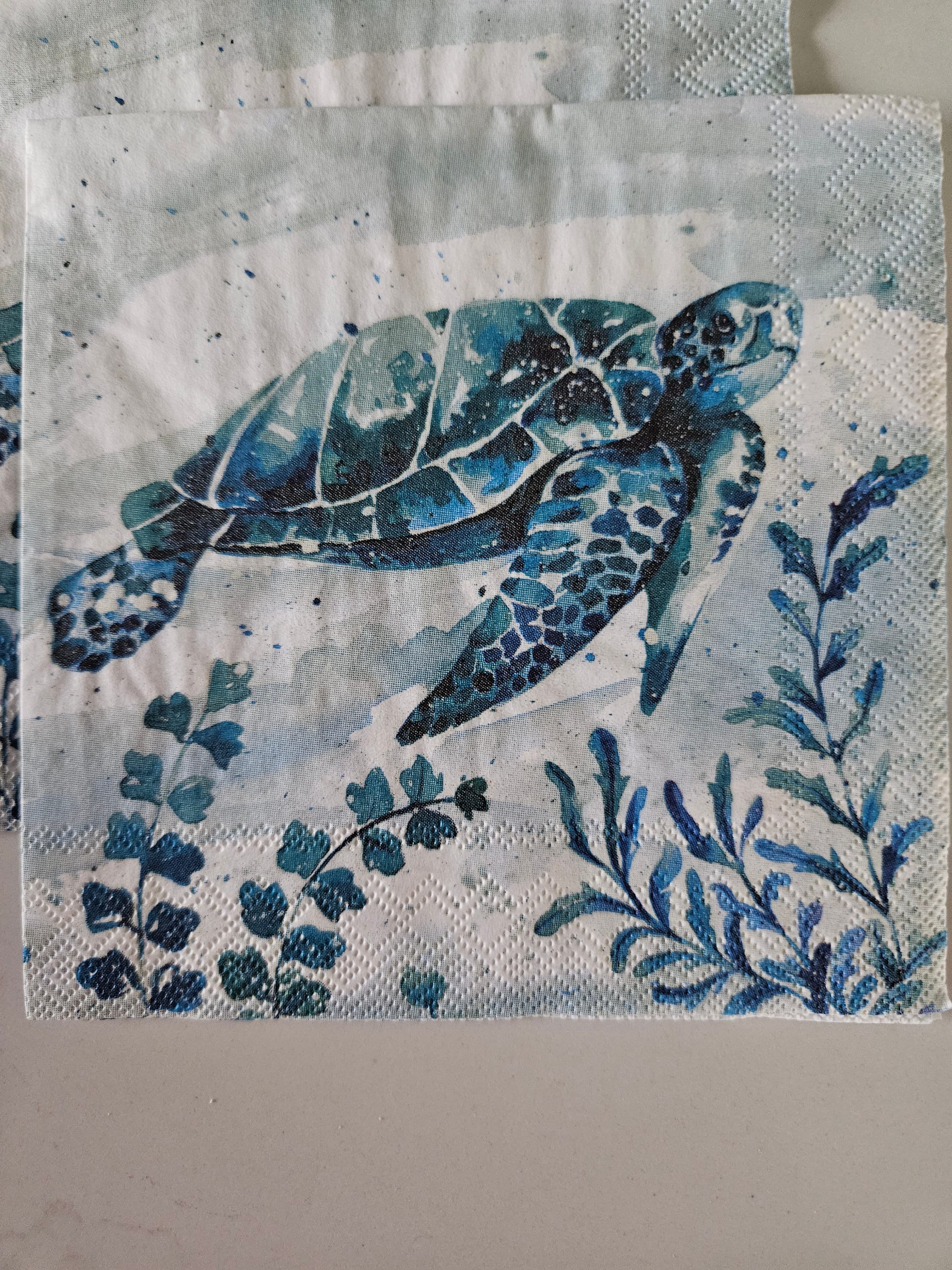 Turtle Napkin Tutorial Water Turtle DECOUPAGE Napkin - Set of 2 Individual Napkins - COCKTAIL ...