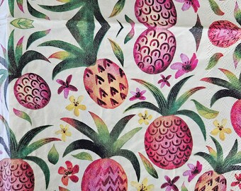 Pineapple Paradise DECOUPAGE Napkin - Set of 2 Individual Napkins - COCKTAIL SIZE Paper Napkin -for crafting