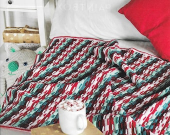 Christmas Stripes Blanket Crochet pattern - Use different colours for different seasons - Beginner Friendly