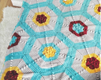 Crochet Blanket Hexagons Pattern