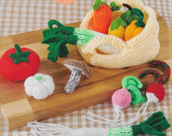 Fruit & Veg Basket Knitting Pattern toy / display