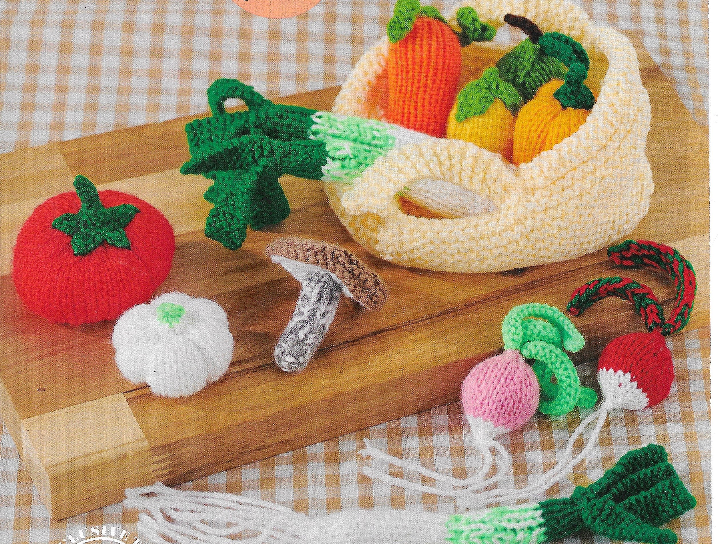 Fruit & Veg Basket Knitting Pattern toy / display