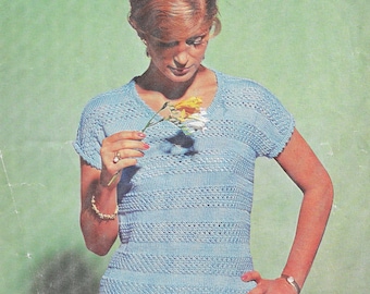 Vintage Knitting pattern Cap Sleeve Jumper pdf