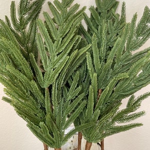 Sets of 21&quot; Realistic Christmas Norfolk Pine Stems Branch Picks Spray Vase Filler Greenery Winter Wedding Event Real Touch