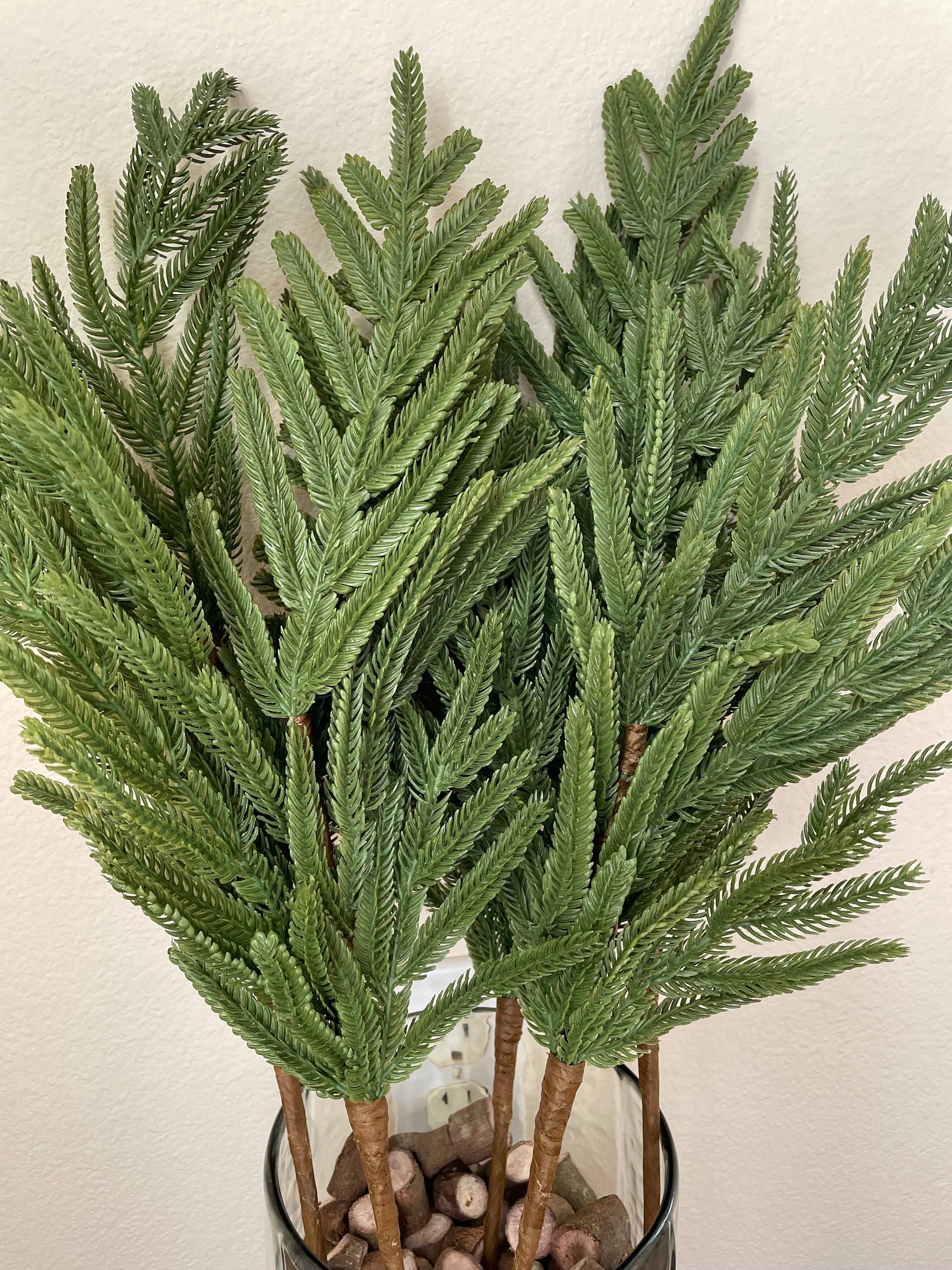 Artificial Pine Stems 30in Set of 3. Flexible Faux Fir Pine Greenery  Branches. Rustic Pine Vase Fillers. Fake Pine Greenery Sprays. 