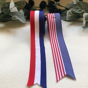 French Flag ribbon red white blue stripe for 4th of July, gift wrap, party  favors, party decor, quilting, printed on 7/8 white grosgrain