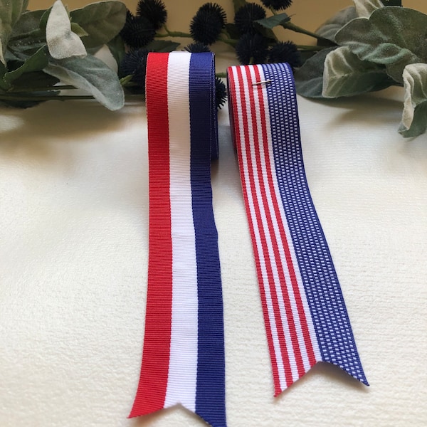 Red White & Blue 1.25 inch Stripe Polyester Grosgrain DIY American Flag Patriotic, Election Independence Day Fourth of July Craft Ribbon