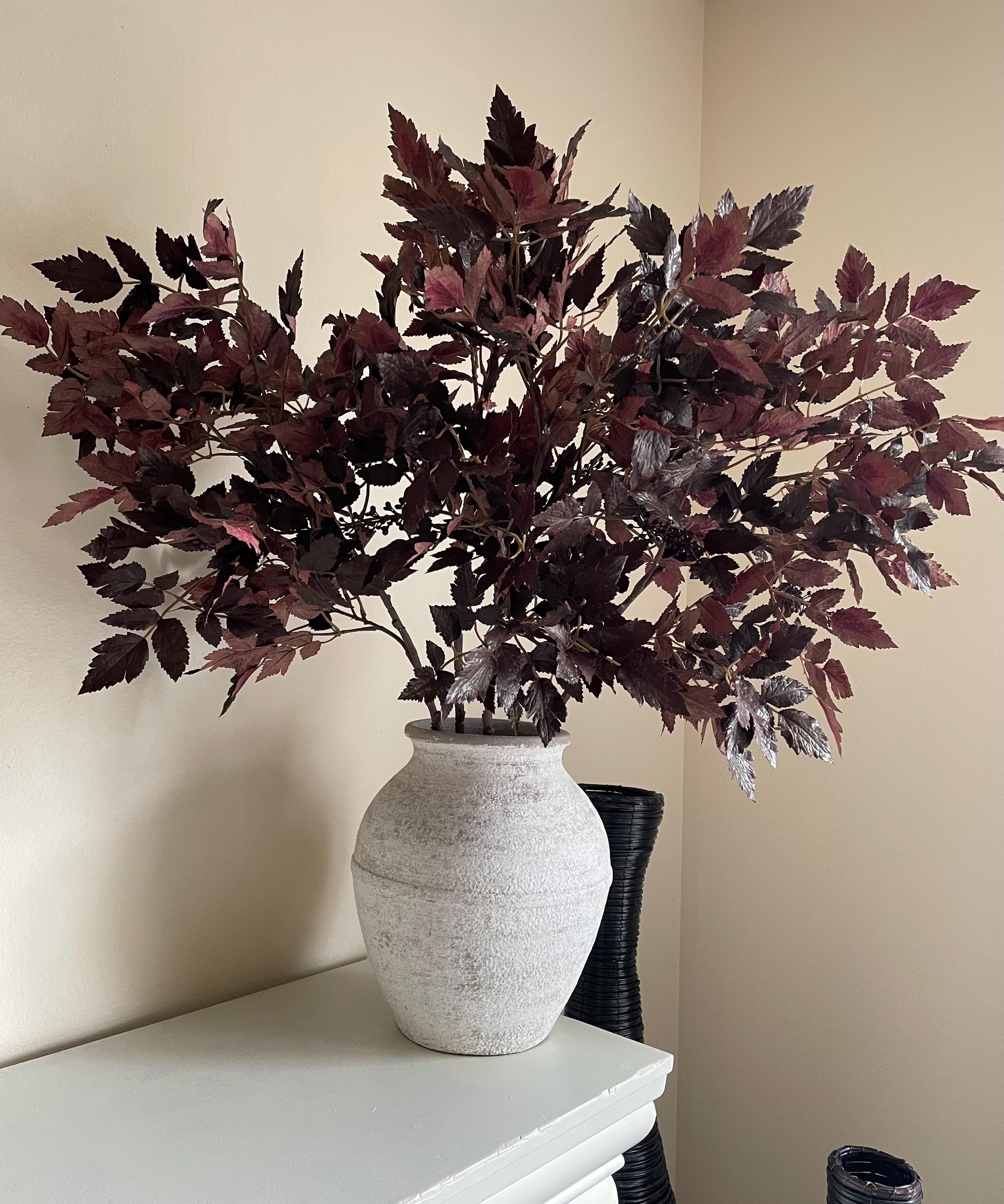 Ciruela artificial grande de 35 pulgadas, Cimicifuga ramosa racemosa, ladera negra, belleza otoñal, hojas florales artificiales.