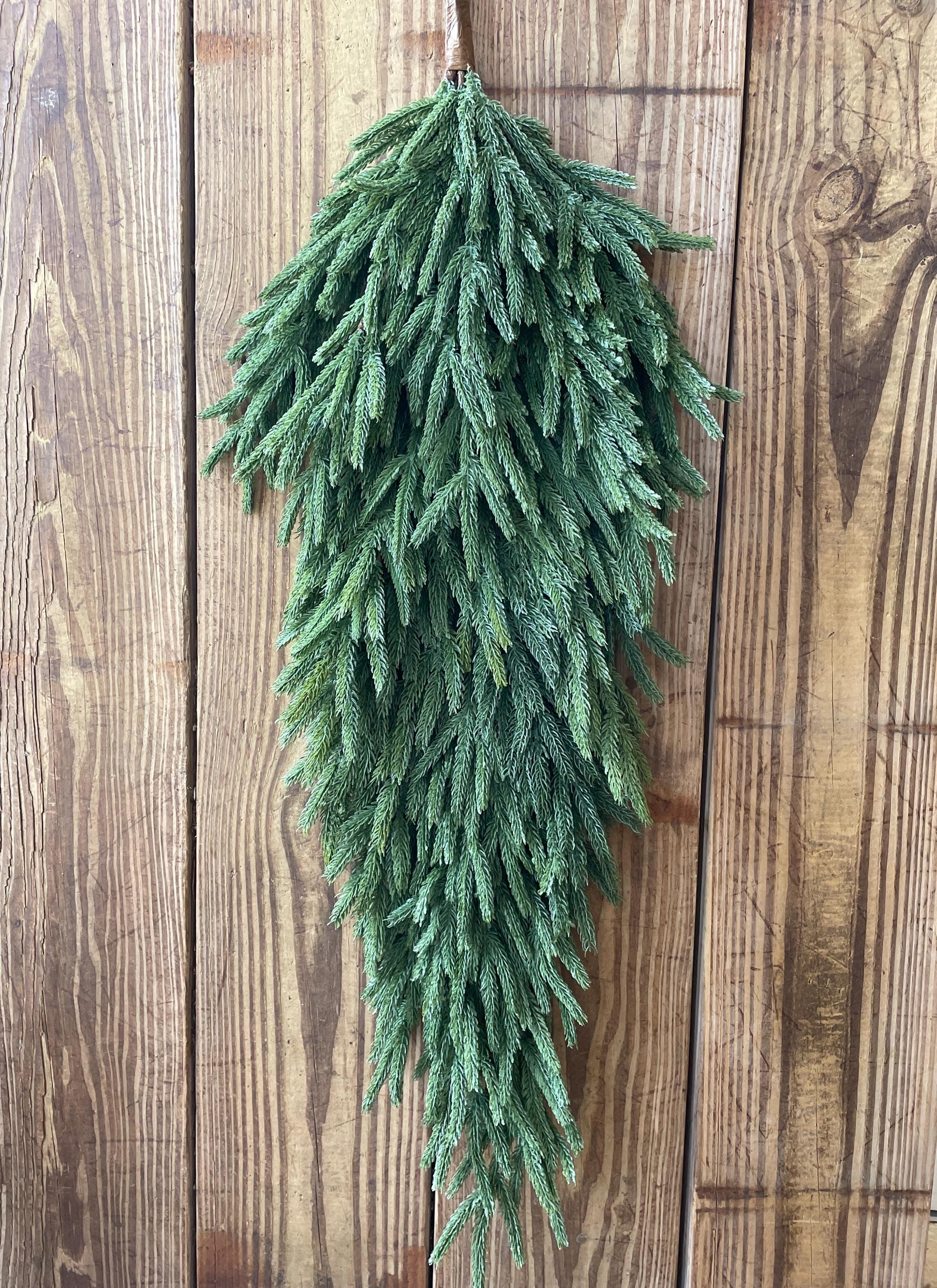 Ansuma 26 Christmas Swag - Artificial Teardrop Swag Pine Needles Red Berries Pinecones Wreath With Lace Bow Grapevine Twig For Front Door Mantel Window Seasonal Home Wall Decoration (Swag)