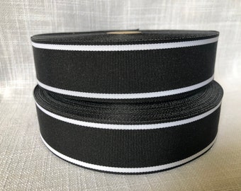 2 Yards 1.5 Inch DIY Black/White  Modern Stripe  Gift Bereavement Grosgrain Ribbon By The Yard