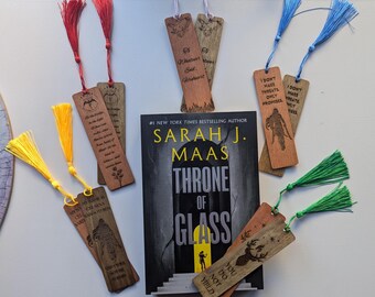Throne of Glass Wooden Bookmark – Laser Engraved | Sarah J Maas Gift | Fantasy Book Accessory | Red or Brown Wood