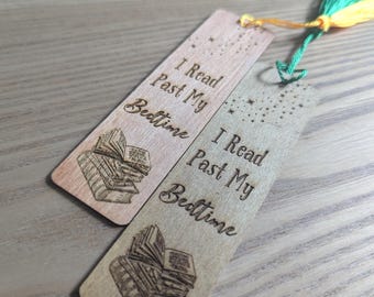 I Read Past My Bedtime Wooden Bookmark | Funny Night Reader Gift | Late-Night Bookworm Accessory