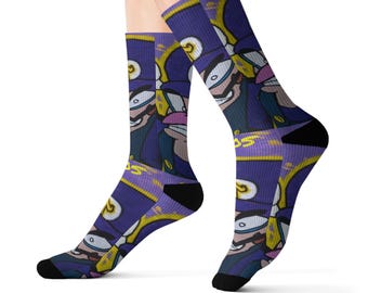 Sprühfarbe Waluigi Sublimation Schwarze Socken